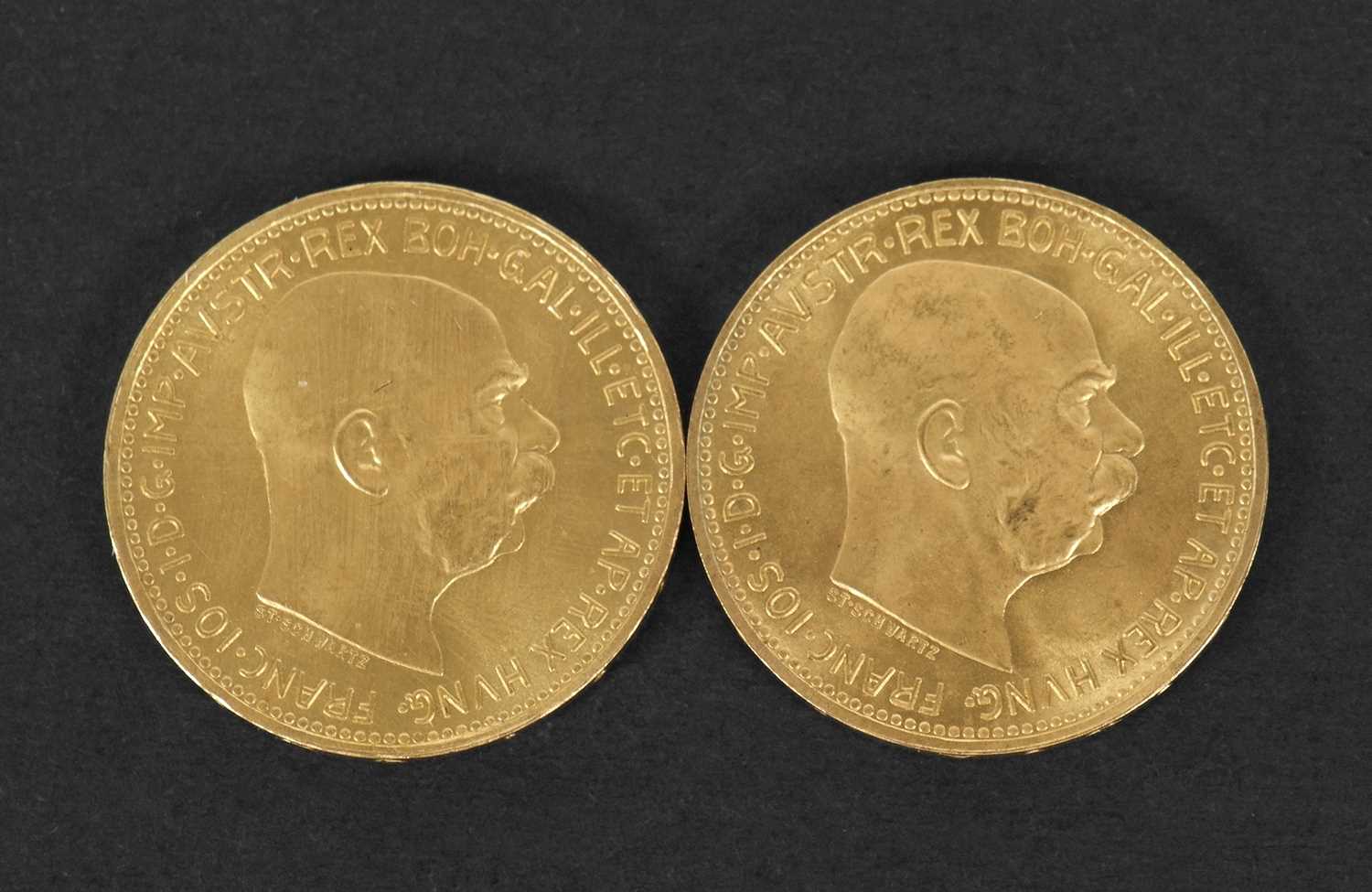 Two Austro/Hungary Franz Joseph I both "dated" 1915, (re-strike) 23mm diameter, g/w 13.5gms (2) - Image 2 of 2