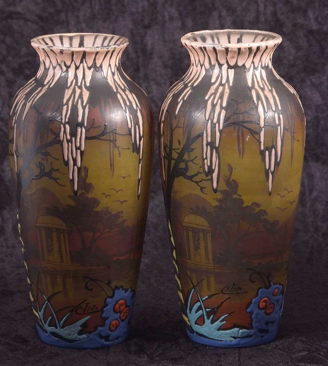 Art Deco Cameo Effect Vases by Clio - Image 5 of 7