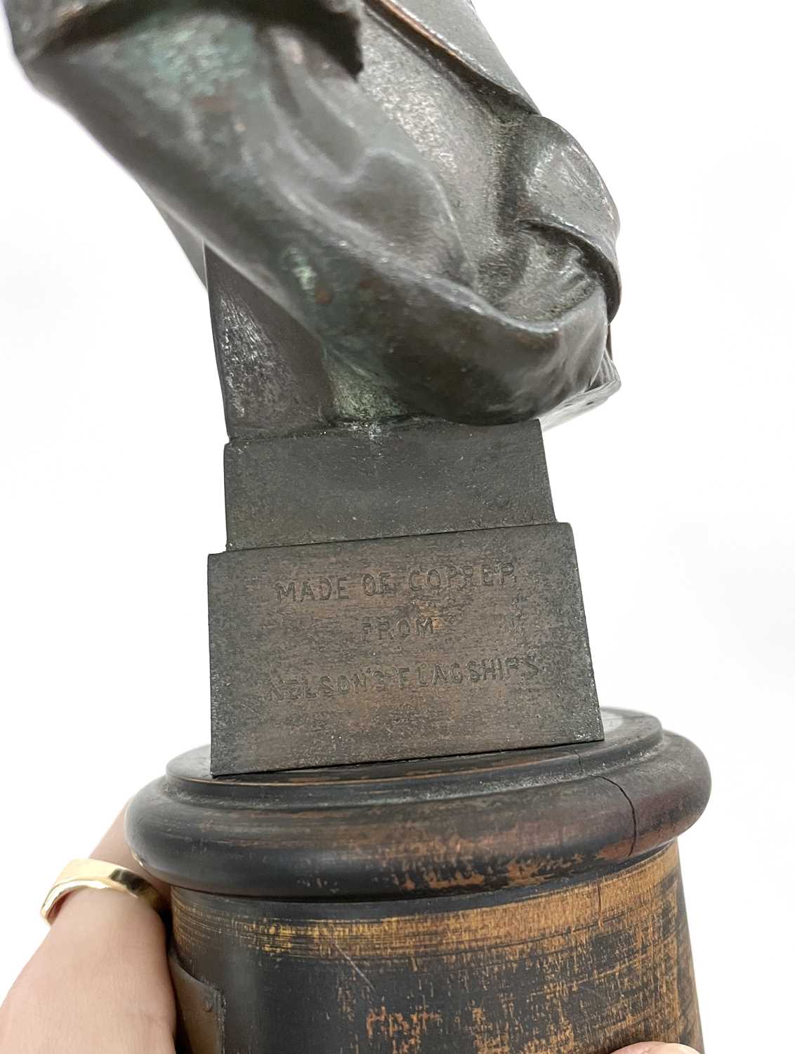 A commemorative copper bust of Lord Nelson inscribed 'Made of Copper from Nelson's Flagships', - Image 2 of 8