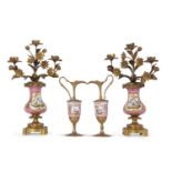 Pair of Sevres Style Ormolu Candelabra