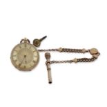 A high grade yellow metal pocket watch with a Victorian 9ct gold Albert chain, the pocket watch is