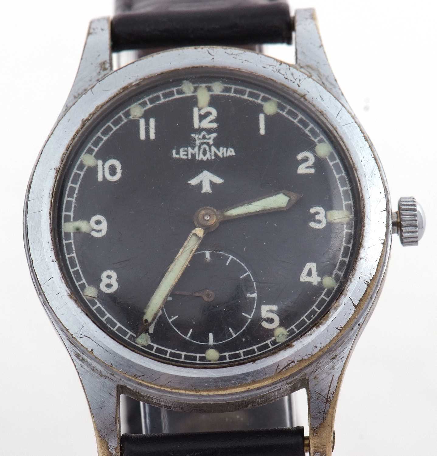 A Lemania WWW military wristwatch, the back of the watch case is engraved and reads from top to - Image 2 of 7