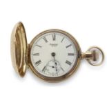 A decorative Waltham PS Bartlett yellow metal pocket watch stamped 14k inside the case back, the