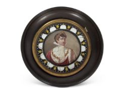 Jean Phillippe Goulu (1786-1853, Swiss) signed and dated 1806, enamel on copper miniature - Head and
