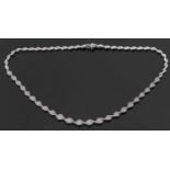 18ct White Gold round brilliant cut diamond fancy link half necklace, with Diamond set clasp. 3.01ct