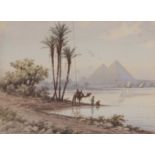 Edwin Lord Weeks (American,1849-1903), "The Great Pyramid, Cairo", watercolour, signed monogram,