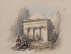 David Roberts RA (Scottish,1796-1864), "Tomb of Zechariah, Valley of Jehoshaphat", original hand