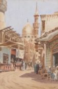 Edwin Lord Weeks (American, 1849-1903), "A Street Scene, Cairo", watercolour, signed monogram,