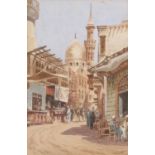 Edwin Lord Weeks (American, 1849-1903), "A Street Scene, Cairo", watercolour, signed monogram,