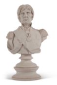 Reconstituted marble bust of Nelson, signed to the rear Fredericks, raised on a socle base, the