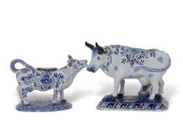 Dutch Delft Milker and Cow Creamer