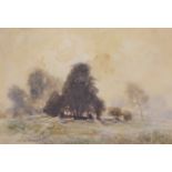 Henry Frank Waring (fl.1900-1928), a pastoral scene with grazing sheep, watercolour, signed,