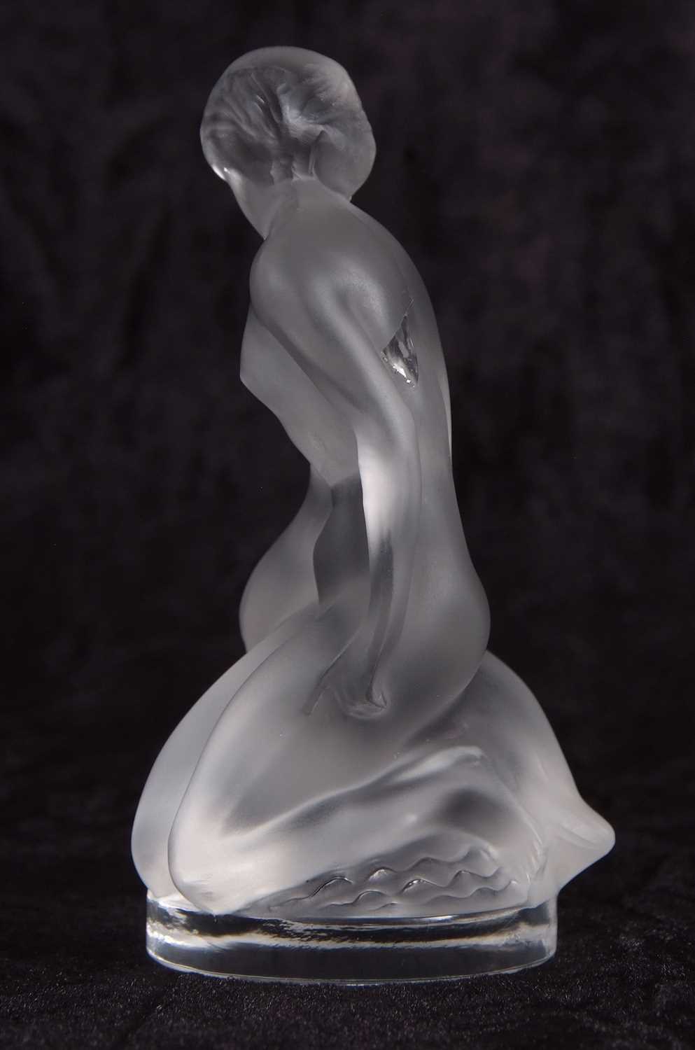 Lalique model of Leda and a swan in clear and frosted glass with etched mark to base, 11cm high - Image 4 of 6