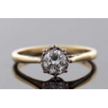 18ct illusion set single stone diamond ring, the round brilliant cut diamond, estimated approx. 0.