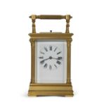 Late 19th/early 20th Century French gilt metal and glass panelled gorge carriage clock with half