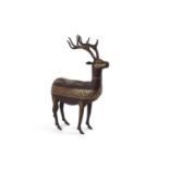 Metal model of a deer with gilt highlights