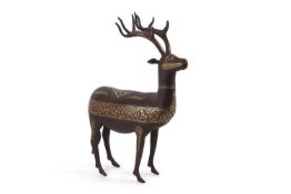 Metal model of a deer with gilt highlights