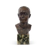 Clare Consuelo Sheridan (British 1885-1970) - a bronze bust of Guglielmo Marconi, set on a marble