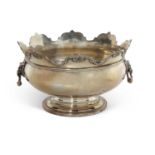 A large Edward VII rose bowl in Monteith style of circular baluster form with castellated, applied