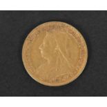 A Victorian (Veiled Head) gold half sovereign dated 1901