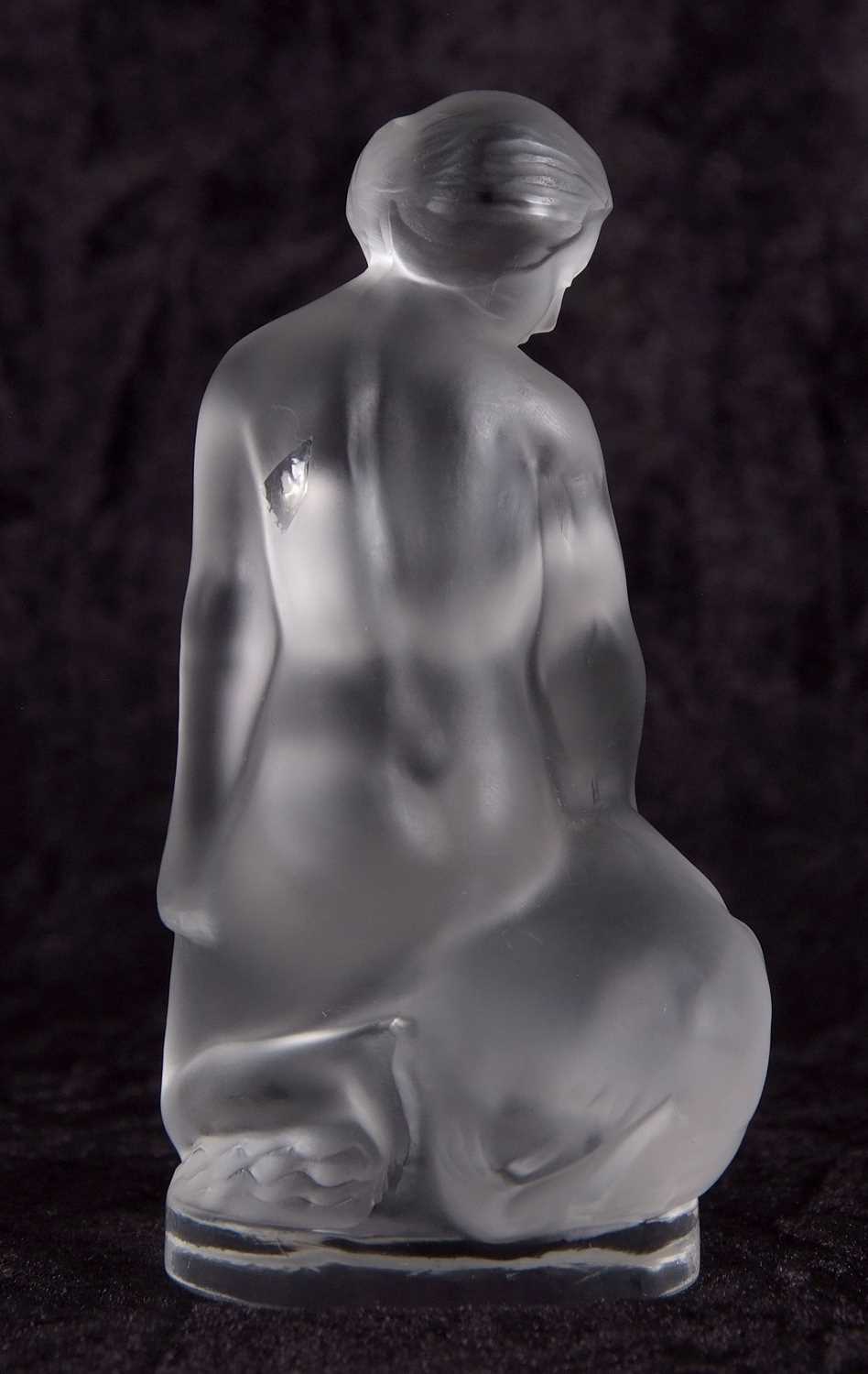 Lalique model of Leda and a swan in clear and frosted glass with etched mark to base, 11cm high - Image 3 of 6