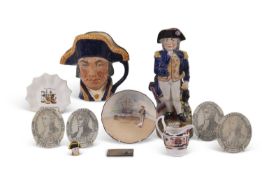 Further collection of Nelson ceramics including Staffordshire type Toby jug of Nelson, a Royal