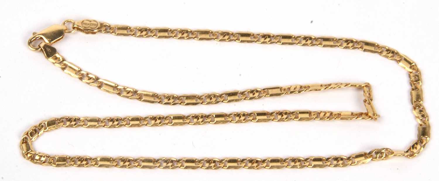 750 stamped fancy link neck chain, 25cm fastened, 19.5gms - Image 5 of 5