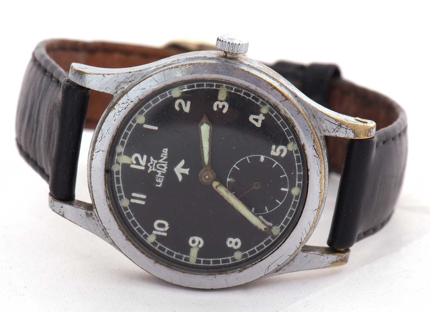 A Lemania WWW military wristwatch, the back of the watch case is engraved and reads from top to - Image 3 of 7