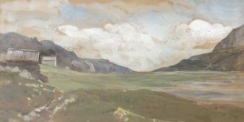 Alfred Parsons RA PRWS (British, 1847-1920), 'The pass over the Vilaya Alps', watercolour, 4x8ins,