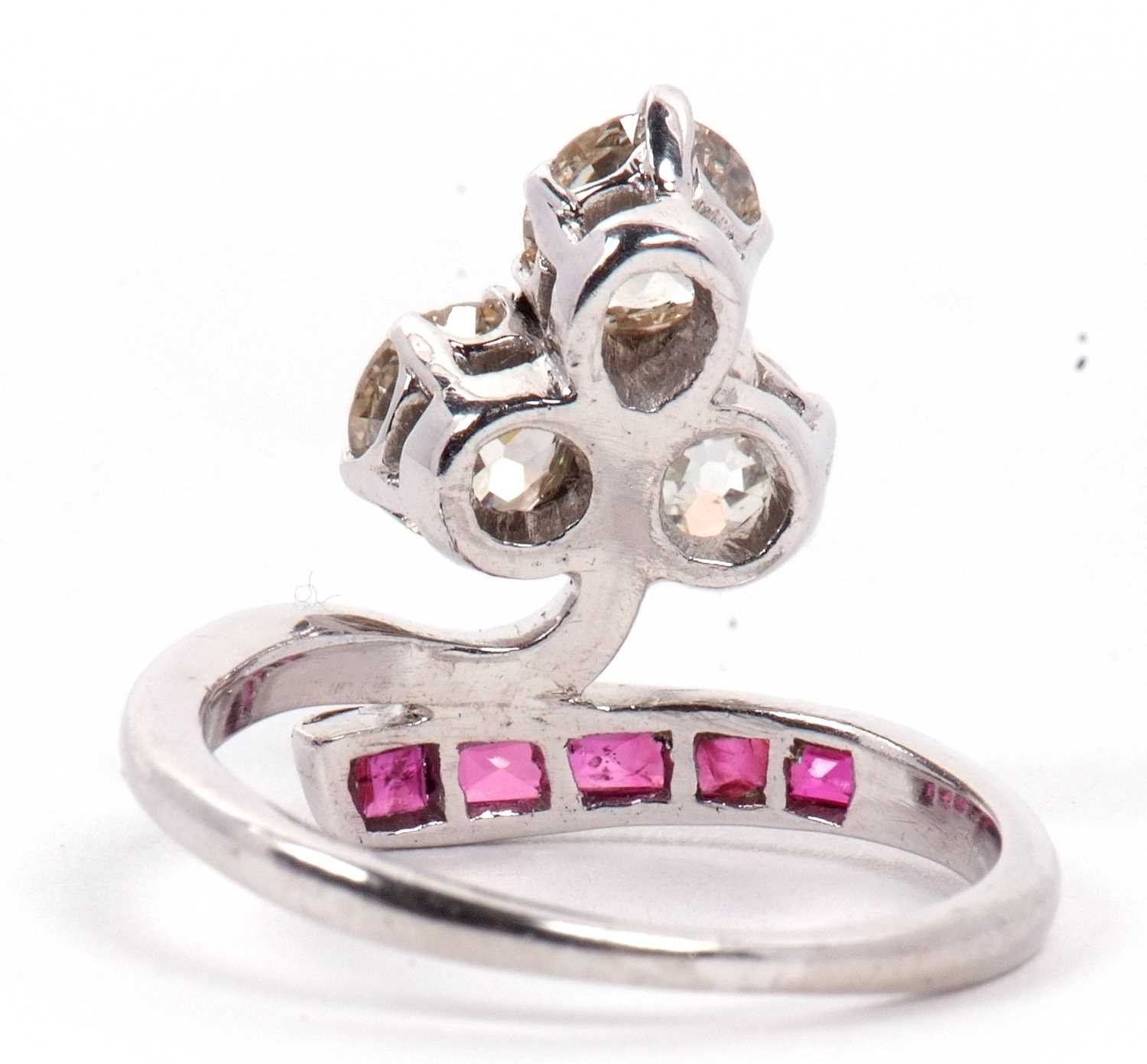 Diamond and ruby ring, the trefoil set three old brilliant cut diamonds, total carat weight - Image 34 of 45