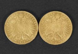 Two Austro/Hungary Franz Joseph I both "dated" 1915, (re-strike) 23mm diameter, g/w 13.5gms (2)