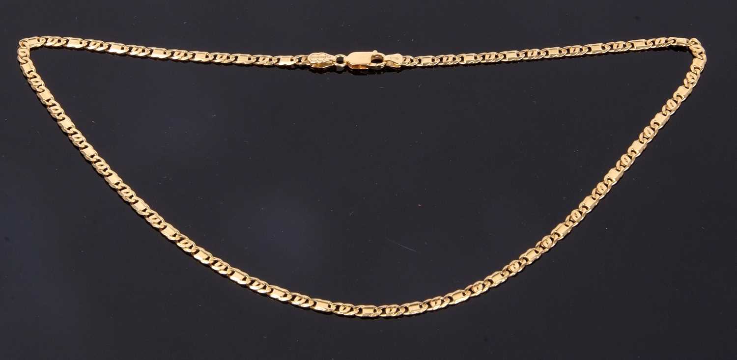 750 stamped fancy link neck chain, 25cm fastened, 19.5gms - Image 2 of 5