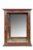 19th Century display cabinet of rectangular form with single glazed door decorated with applied