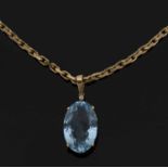 Aquamarine pendant necklace, the oval mixed cut aquamarine, approx. 19.8 x 12.8 x 7.7mm, in an