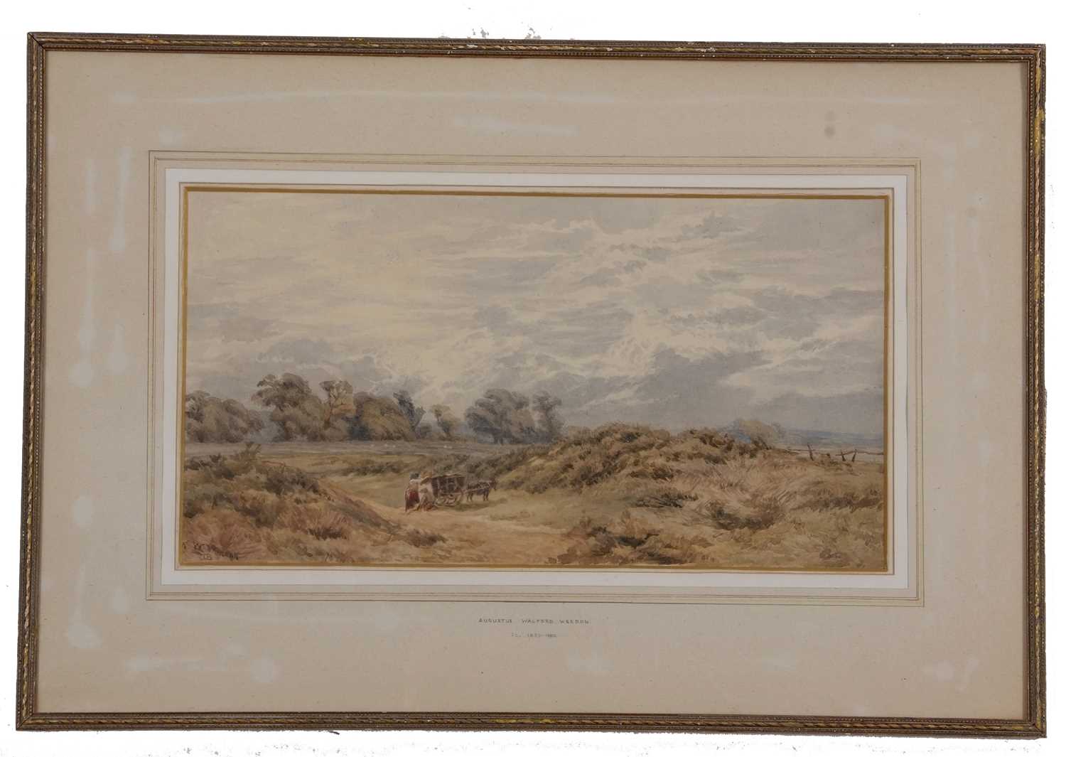 Augustus Walford Weedon RI RBA (British,1838-1908), landscape scene with horse, cart and - Image 5 of 9