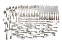 A 20th Century American Wallace sterling table service in rose-point pattern, each piece having