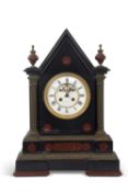 A large 19th Century French mantel clock, the white enamel face signed Au Lingot D'Or E.Bordies,
