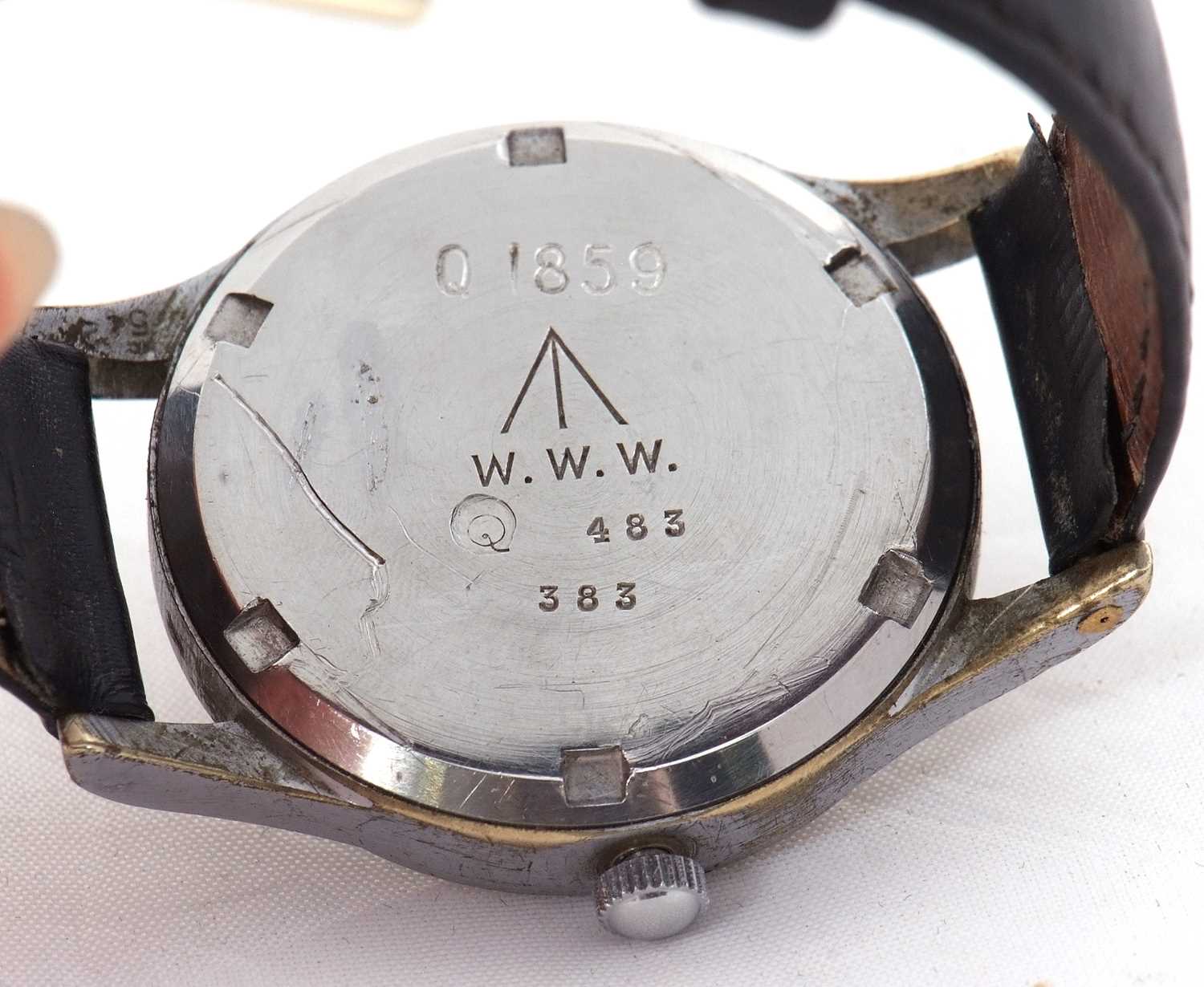 A Lemania WWW military wristwatch, the back of the watch case is engraved and reads from top to - Image 6 of 7