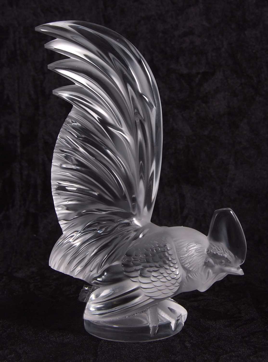 Lalique Coq Nain car mascot in the form of a moulded cockerel in clear and frosted glass engraved - Image 3 of 7