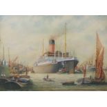 J.W. Crier (British, 20th century), "Galleon's Reach", watercolour, signed, 14.5x20ins, framed and