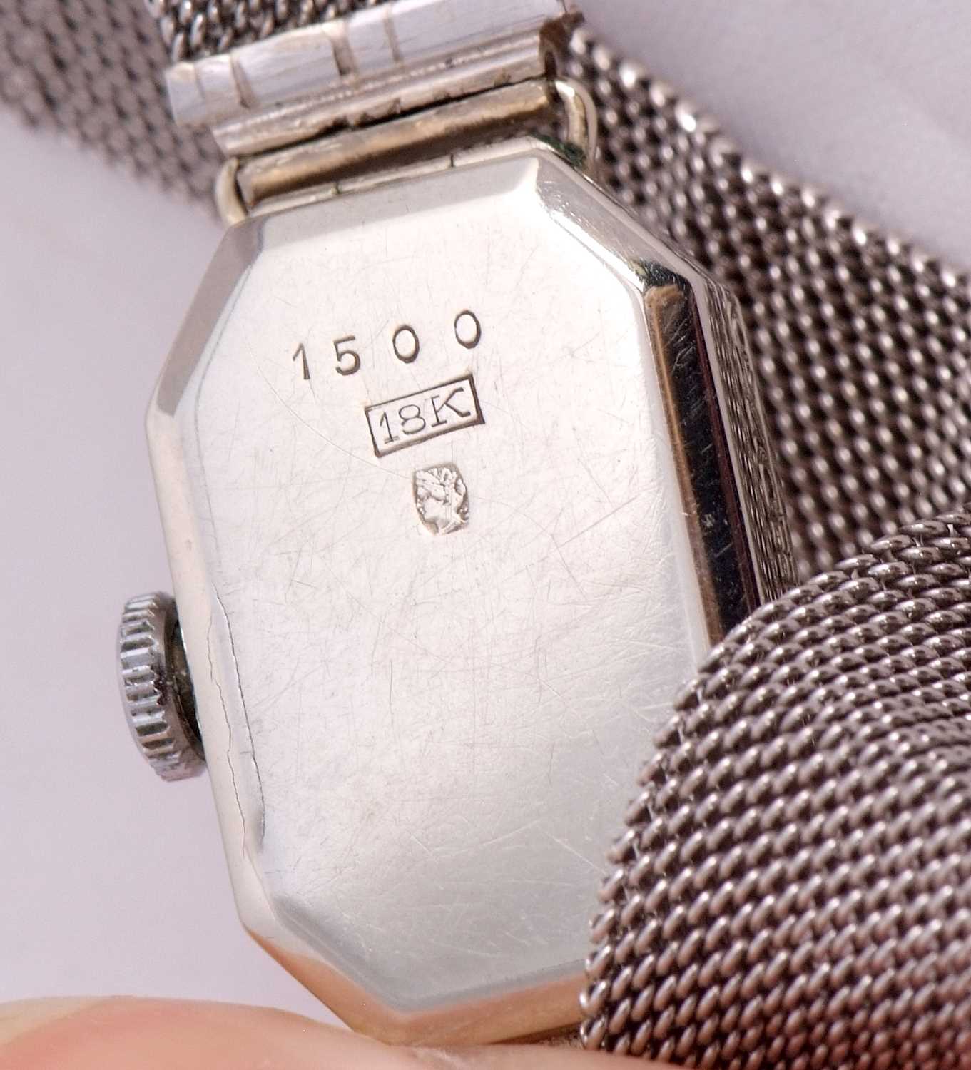 A white metal and diamond set Imaco ladies cocktail watch stamped 18k on the case back, the watch is - Image 5 of 5