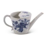 Lowestoft porcelain feeding cup with unusual moustache shaped top and printed floral pattern