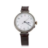 A white metal Medic Trench watch, stamped on the inside of the case back 925, the watch has a