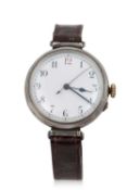 A white metal Medic Trench watch, stamped on the inside of the case back 925, the watch has a