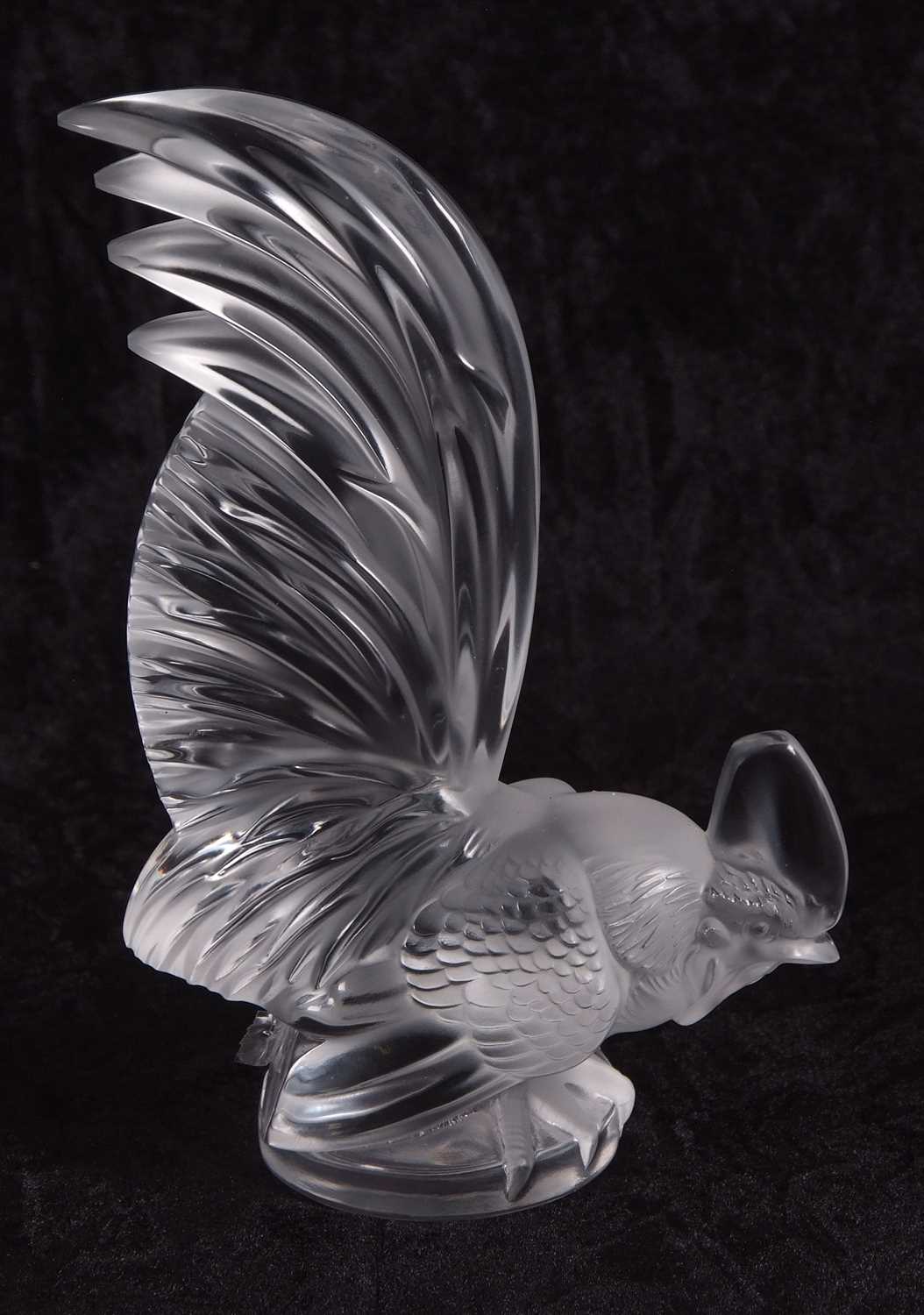 Lalique Coq Nain car mascot in the form of a moulded cockerel in clear and frosted glass engraved - Image 6 of 7