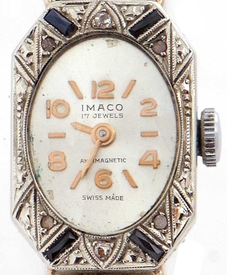 A white metal and diamond set Imaco ladies cocktail watch stamped 18k on the case back, the watch is - Image 2 of 5