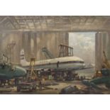George Ayling (British,1887-1960), BOAC Comet, the earliest production aircraft, oil on board,