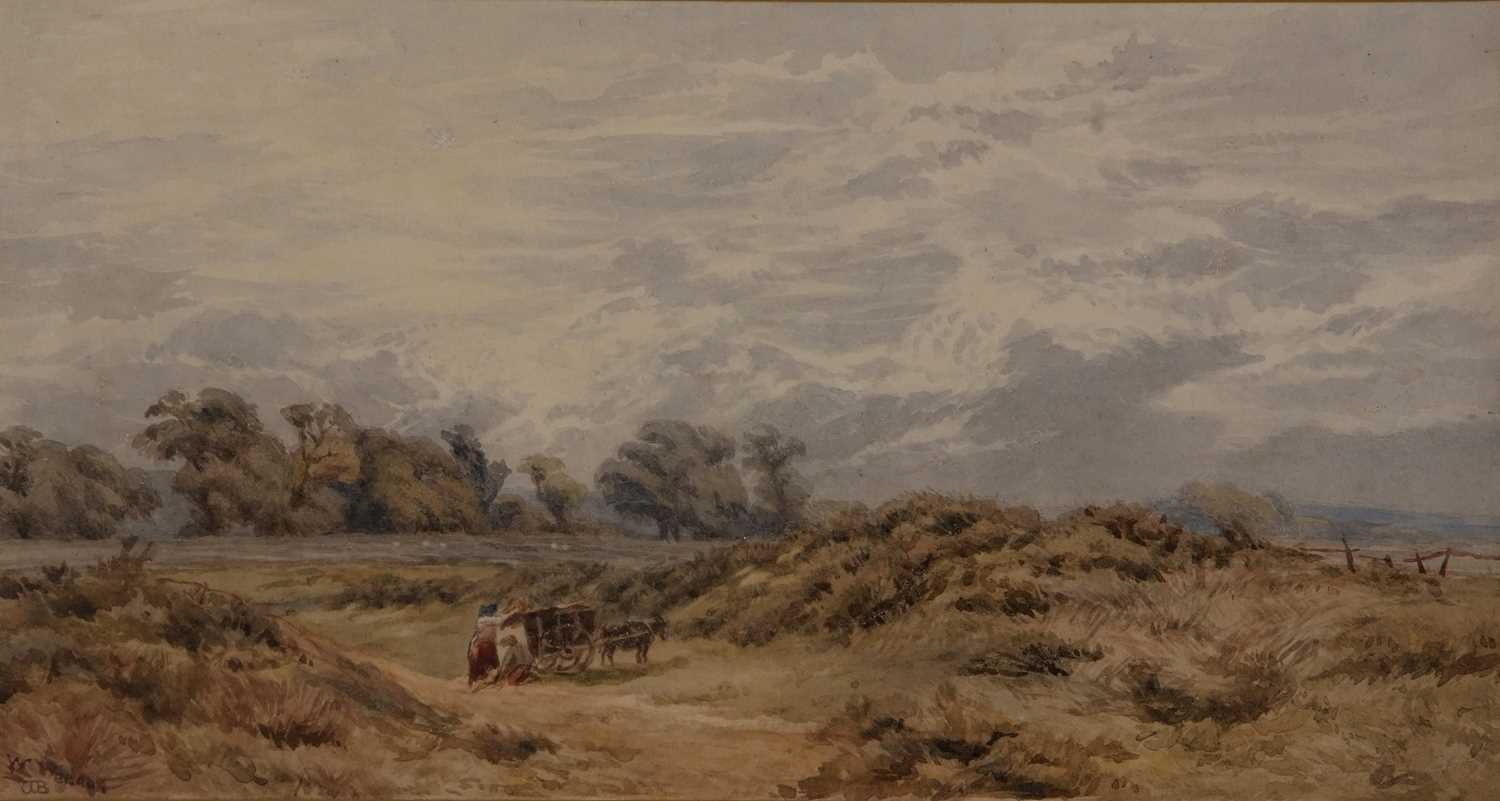 Augustus Walford Weedon RI RBA (British,1838-1908), landscape scene with horse, cart and - Image 3 of 9