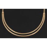 18ct gold necklace, with brushed finished links, integrated box clasp stamped 750, 41cm long, 20.0g