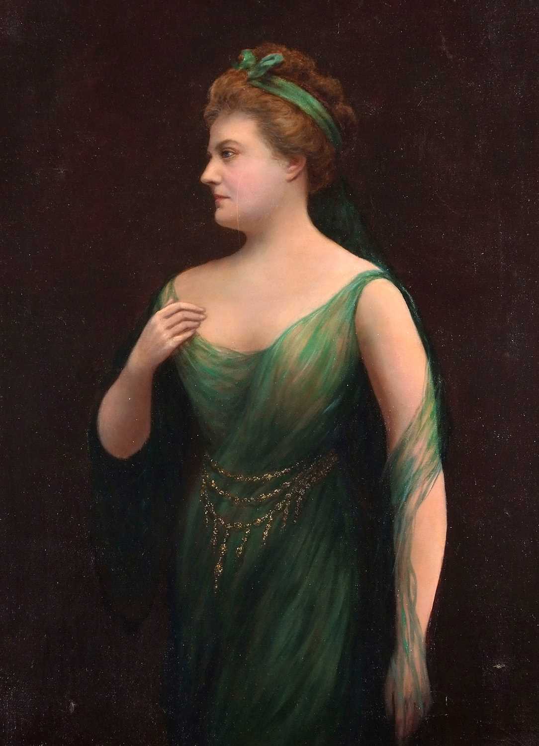 British School, early 19th century, portrait of a lady in a green dress, oil on canvas, unsigned, - Image 3 of 3